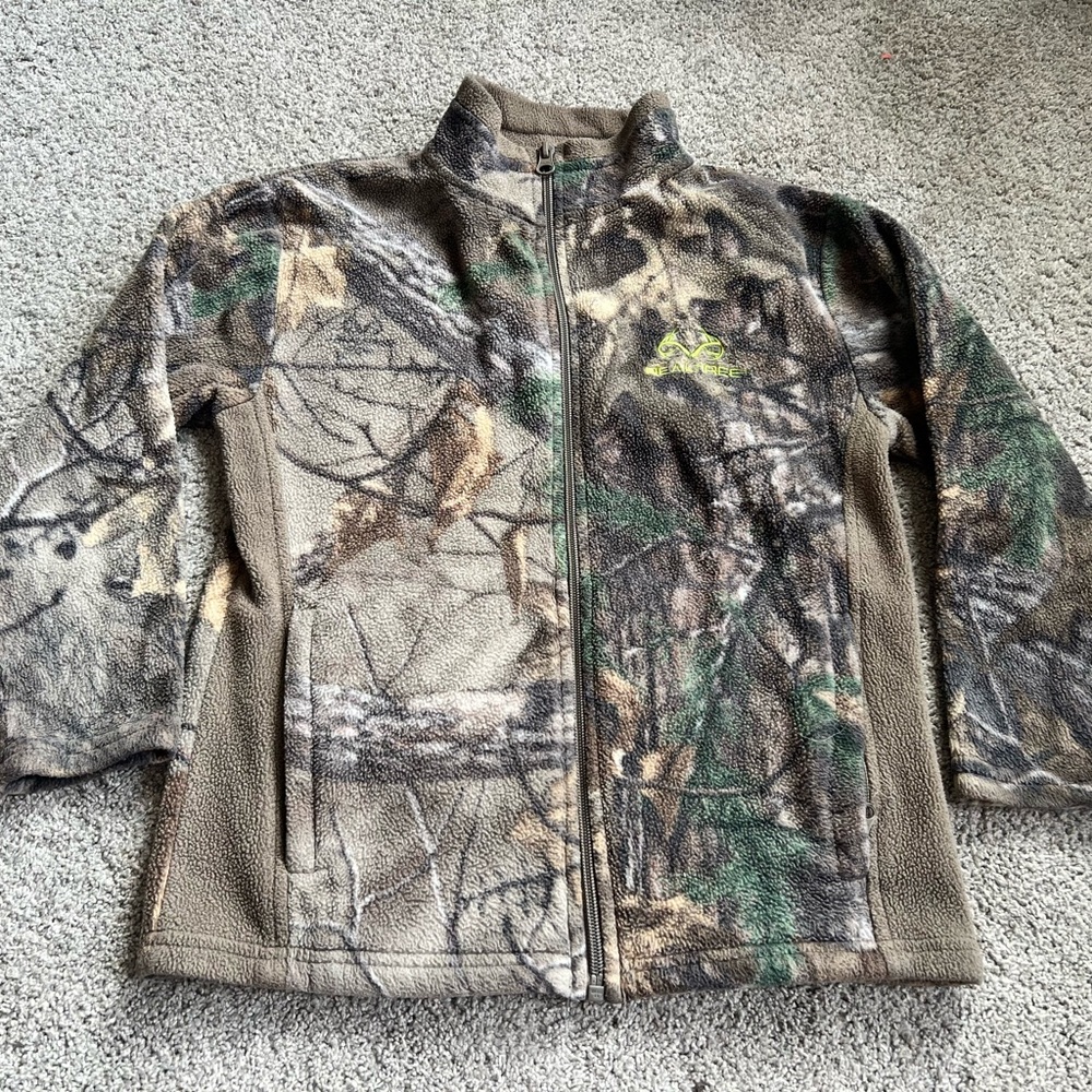 RealTree Camo Boys Size S 6/7 Fleece Zip Up Jacket Hunting Size Kids